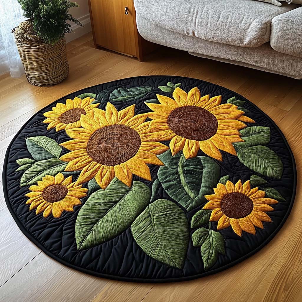Radiant Vista Quilted Round Mat Entry Way Ideas Sunflower Birthday Gifts
