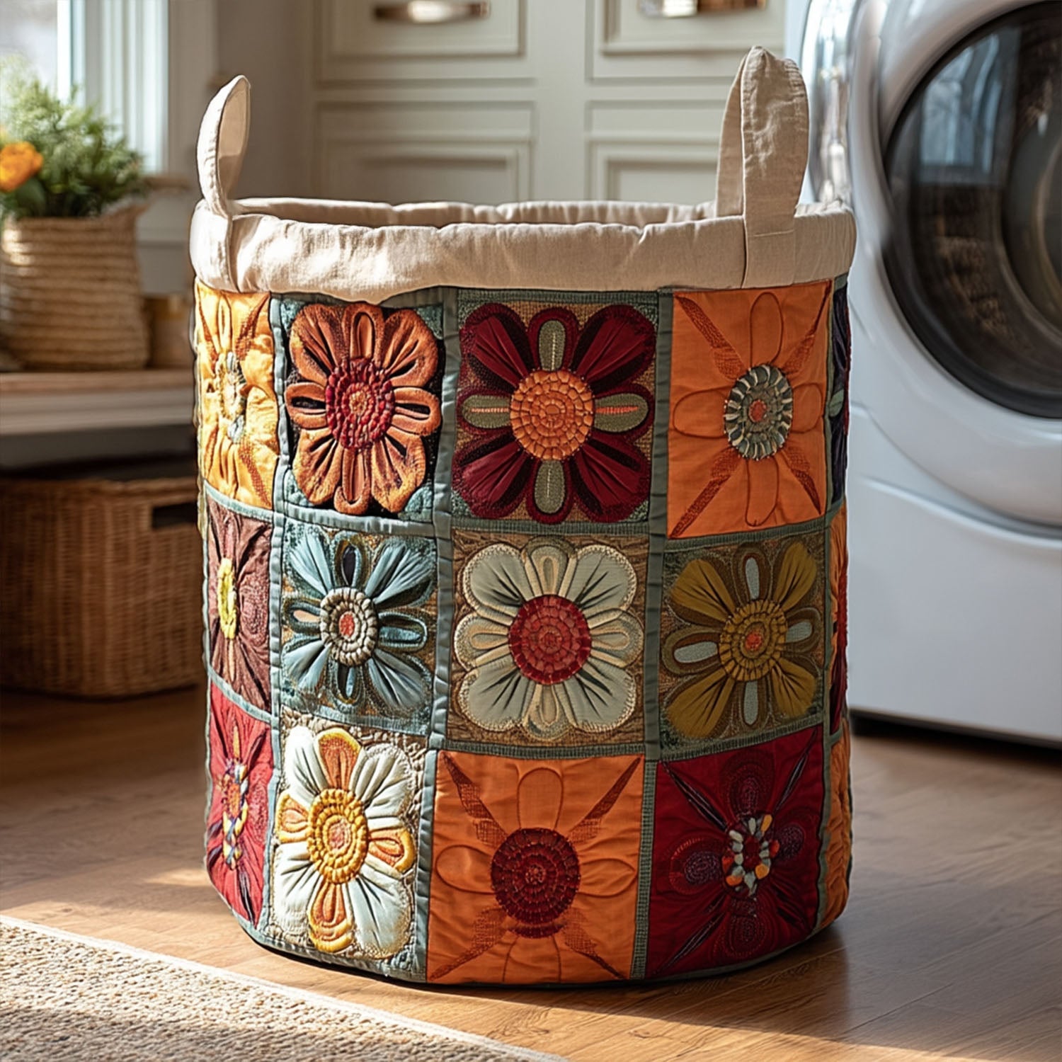 Radiant Whirl Quilted Laundry Basket Perfect Gift For College Dorm