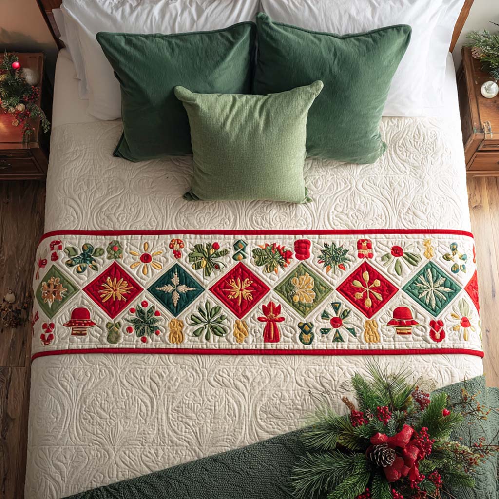 Radiant Yuletide Quilted Bed Runner Christmas Bed Runner Christmas Gift Ideas 2025