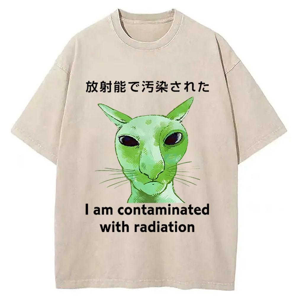Radiation-exposed Cat Washed T-Shirt Everyday Comfort Graphic Shirt Gifts For Brother