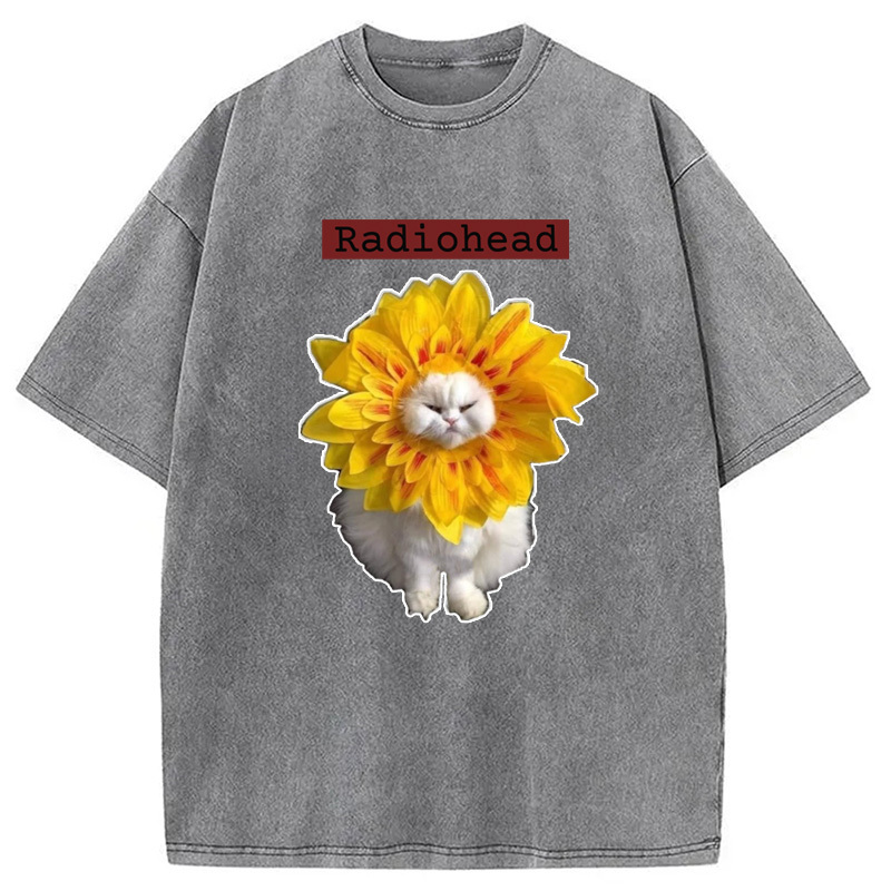 Radiohead Cat Washed T-Shirt Funny Quote Unisex Shirt Gifts For Him