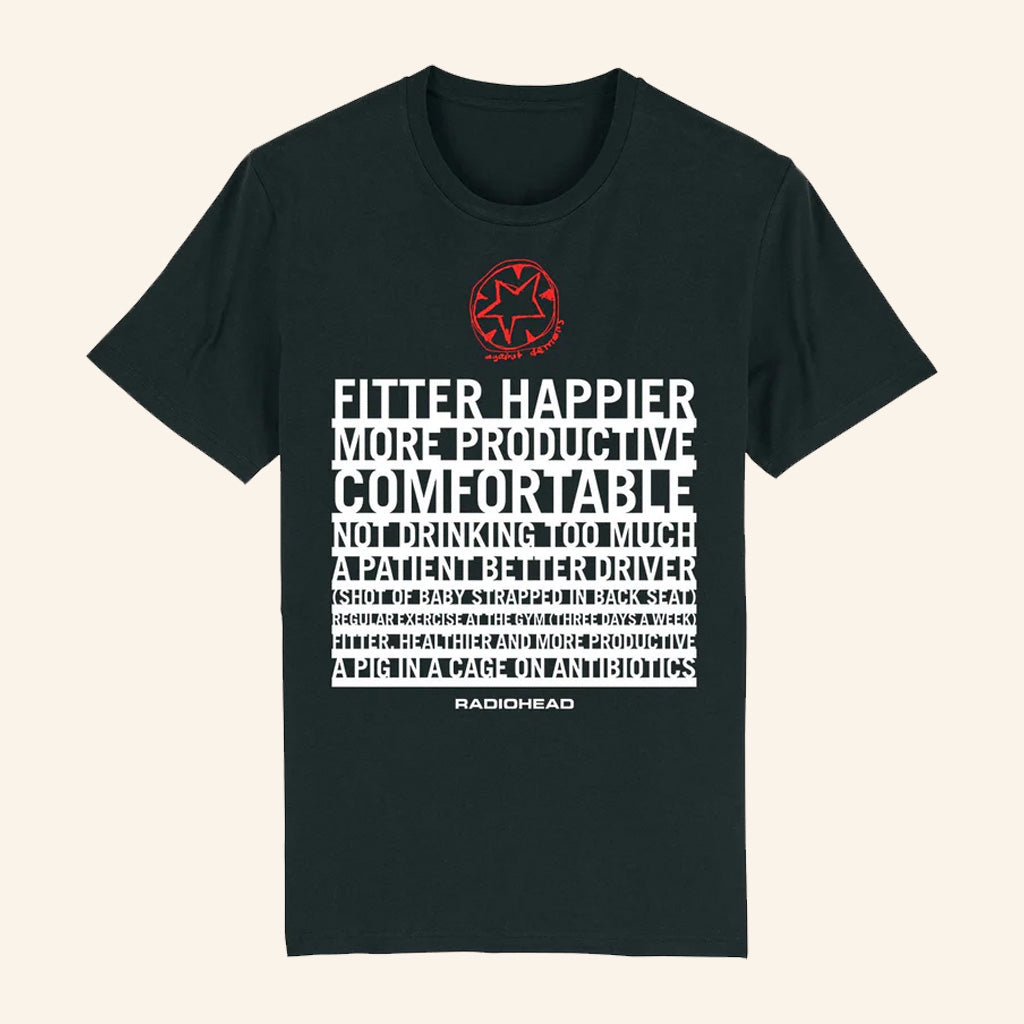 Radiohead Merch Fitter Happier T-Shirt Good Gifts For Dad Radiohead Merch Fitter Happier T-Shirt Good Gifts For Dad