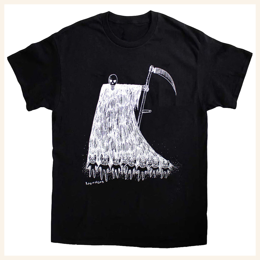 Radiohead Merch Grim Reaper Black T-Shirt Gifts For Rock Music Lovers
