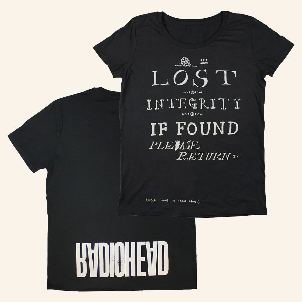Radiohead Merch White Lost Integrity Black T-Shirt Gifts For Women's Radiohead Merch White Lost Integrity Black T-Shirt Gifts For Women's