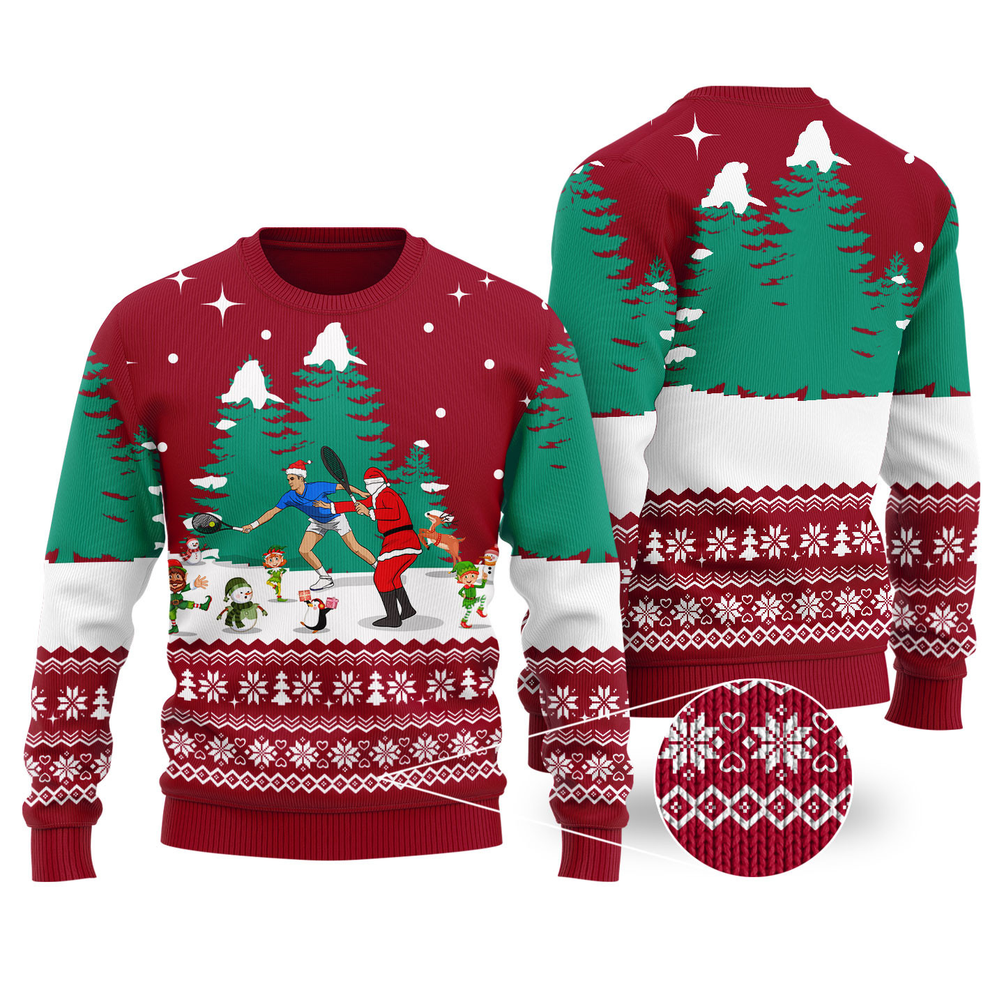 Rafael Nadal Ugly Christmas Sweater Cardinal Red Warm and Comfy Sweater for Winter Days
