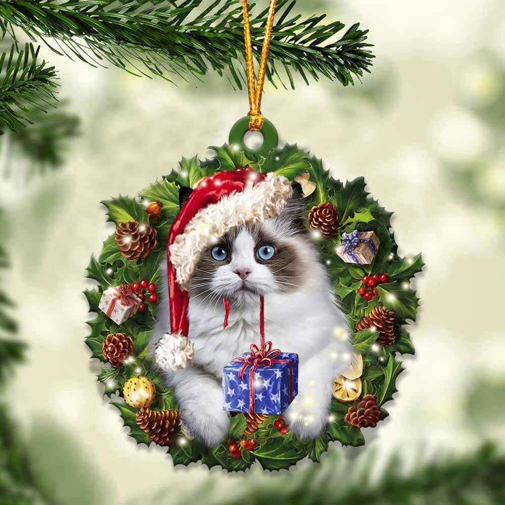 Ragdoll and Christmas Wreath Ornament gift for Ragdoll lover ornament
