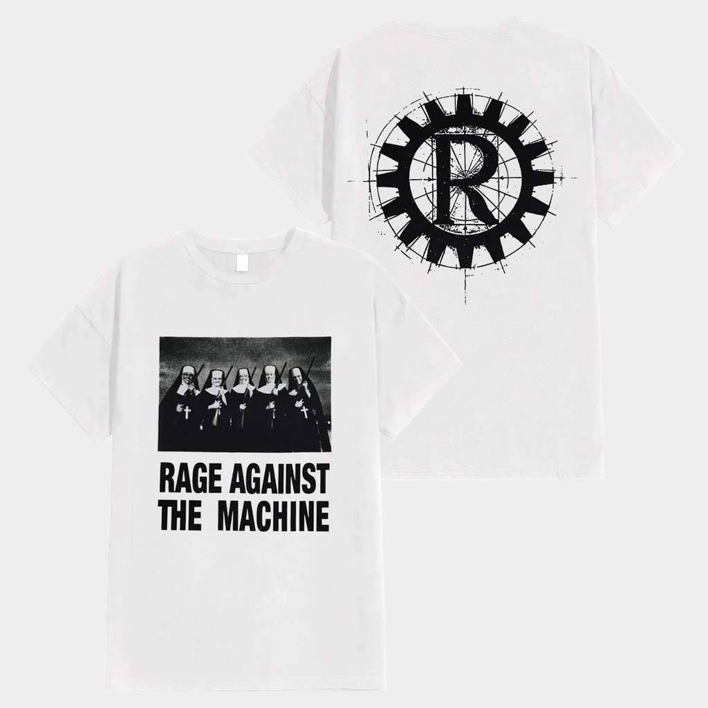 Rage Against The Machine Merch Nuns And Guns White T-Shirt Rage Against The Machine Shirt