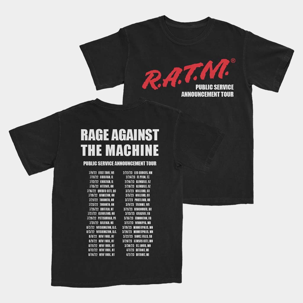Rage Against The Machine Merch RATM PSA Tour T-Shirt Gift Ideas For Music Lovers