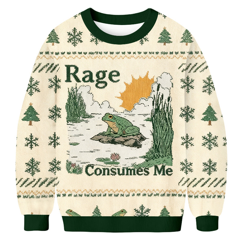 Rage Consumes Me Christmas Ugly Sweater Winter Apparel Christmas Gift For Frog Lover
