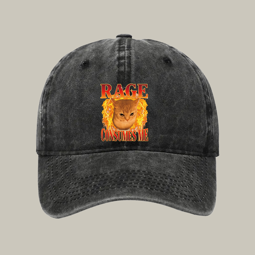Rage Consumes Me Edgy Funny Cat Meme Washed Cap Funny Ball Cap Christmas Gifts For Her