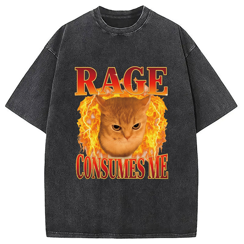 Rage Consumes Me Edgy Funny Cat Meme Washed T-Shirt Cool Graphic Tee For Men Women Gifts For Her Rage Consumes Me Edgy Funny Cat Meme Washed T-Shirt Cool Graphic Tee For Men Women Gifts For Her