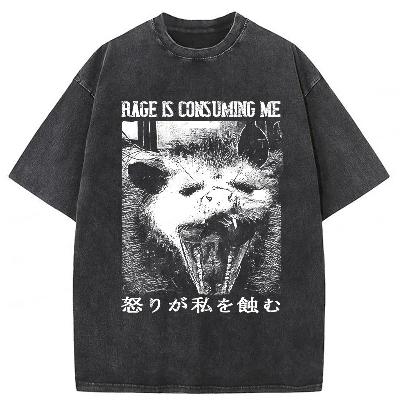 Rage Is Consuming Me Opossum Washed T-Shirt Funny Quote Unisex Shirt Gifts For Him Rage Is Consuming Me Opossum Washed T-Shirt Funny Quote Unisex Shirt Gifts For Him