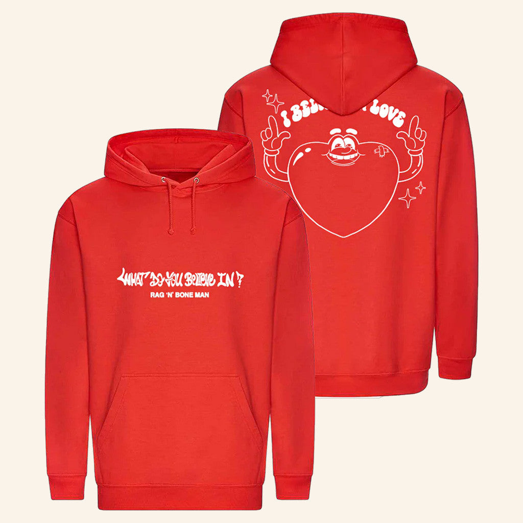 Ragnboneman Merch I Believe In Love Red Hoodie Gift Ideas For Friends