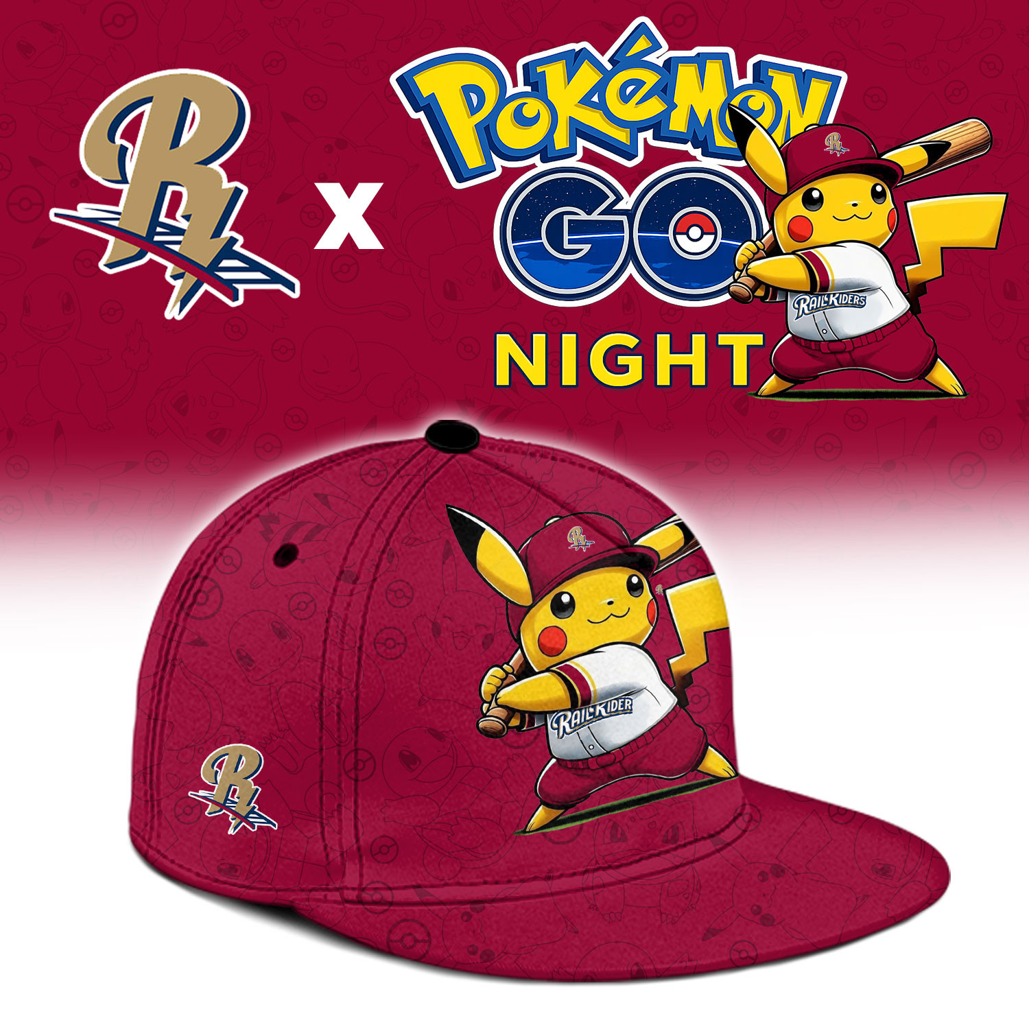 RailRiders x Pokemon GO Night Snapback Hat Baseball Merch RailRiders Gear