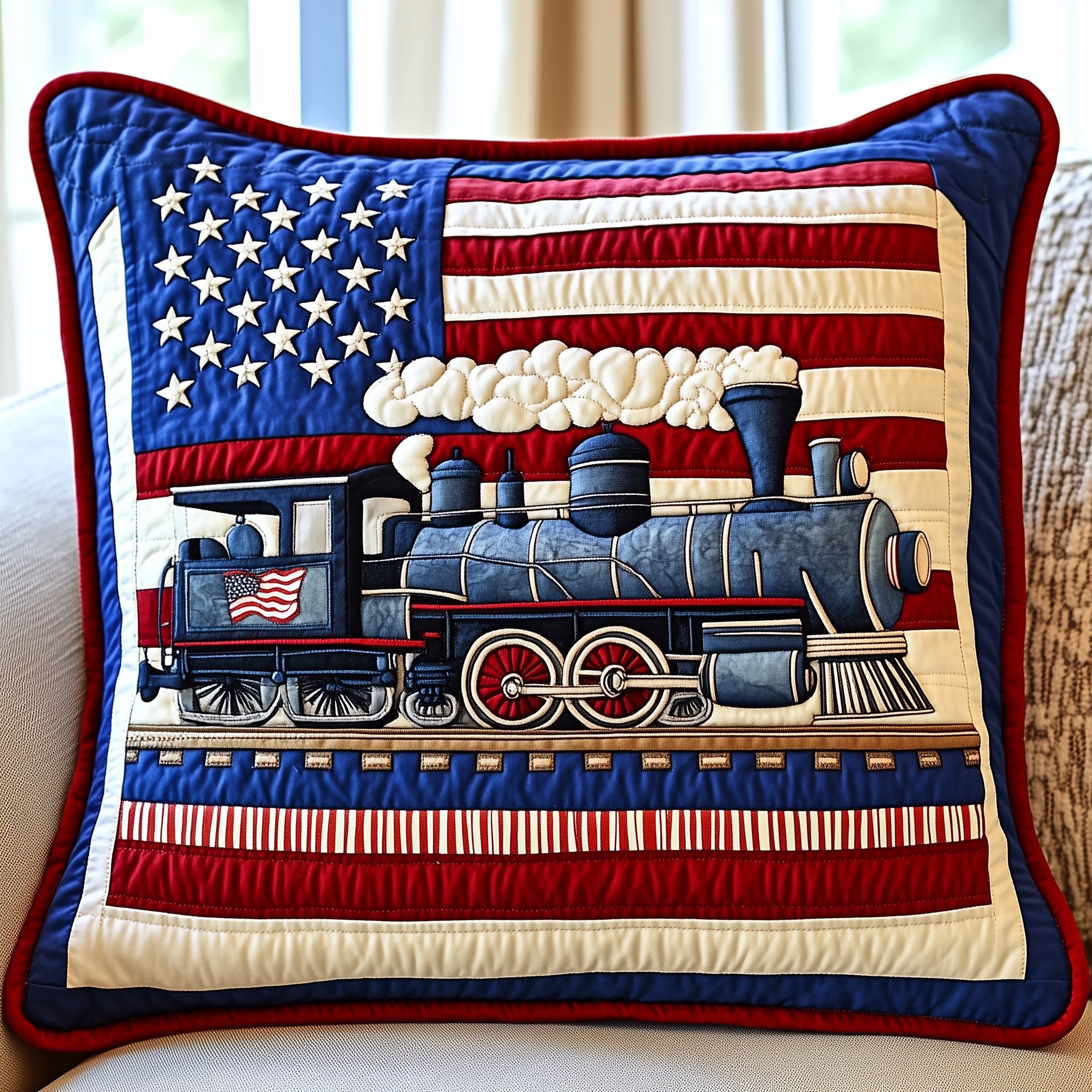 Railway Dream Quilted Pillow Case Pillow Protector CoverBest Gifts For Train Lovers