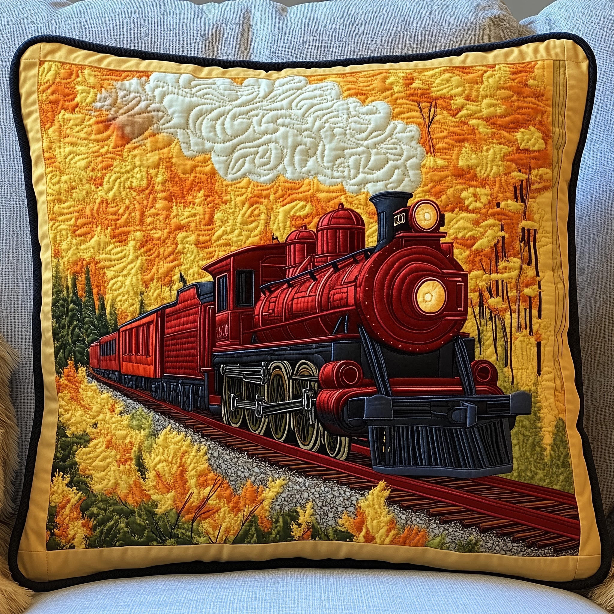 Railway Dream Quilted Pillow Case Pillow Protector CoverUnique Gifts For Train Lovers
