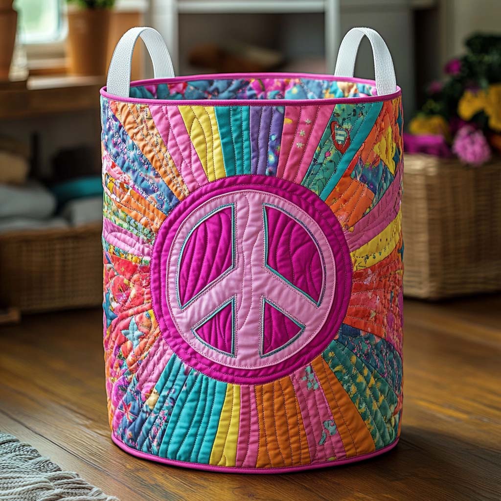 Rainbow Aura Quilted Laundry Basket Luxury Quilted Laundry Bin Gift for Organized Living