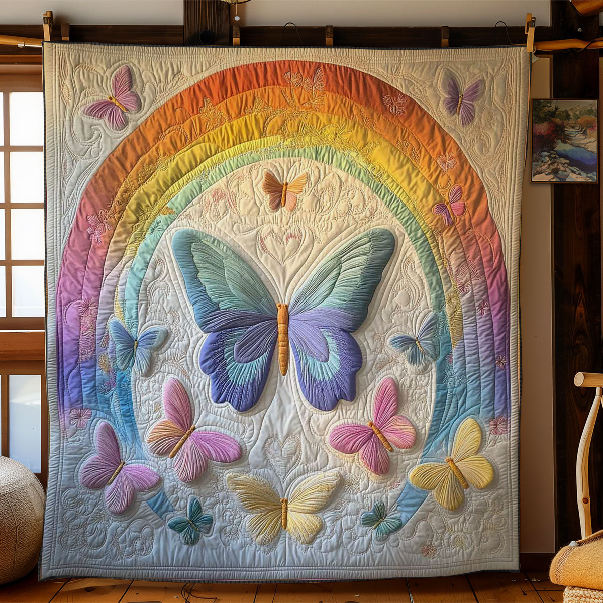 Rainbow Butterfly Garden Quilt Comfortable Quilt Blanket That Everyone Will Love