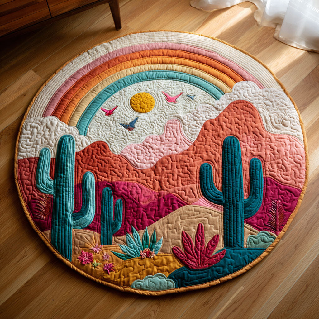 Rainbow Canyon Quilted Round Mat Outdoor Decor Cactus Themed Birthday Presents