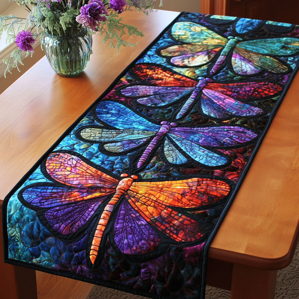 Rainbow Elegance Quilted Table Runner Kitchen Table Decor Ideas Birthday Presents For Dragonfly Lovers