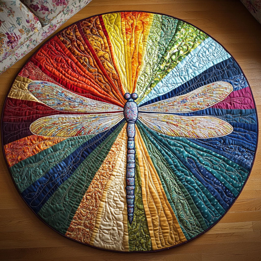 Rainbow Flight Quilted Round Mat Entryway Design Ideas Dragonfly Gifts For Mom