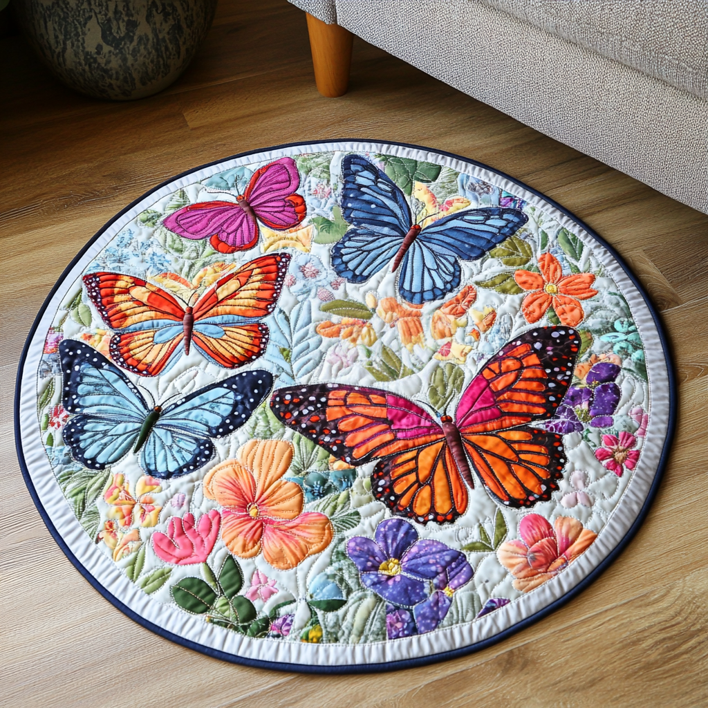 Rainbow Flutter Quilted Round Mat Entryway Ideas Butterfly Christmas Presents