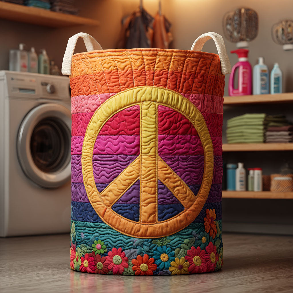 Rainbow Garden Peace Quilted Laundry Basket Merch For Dad