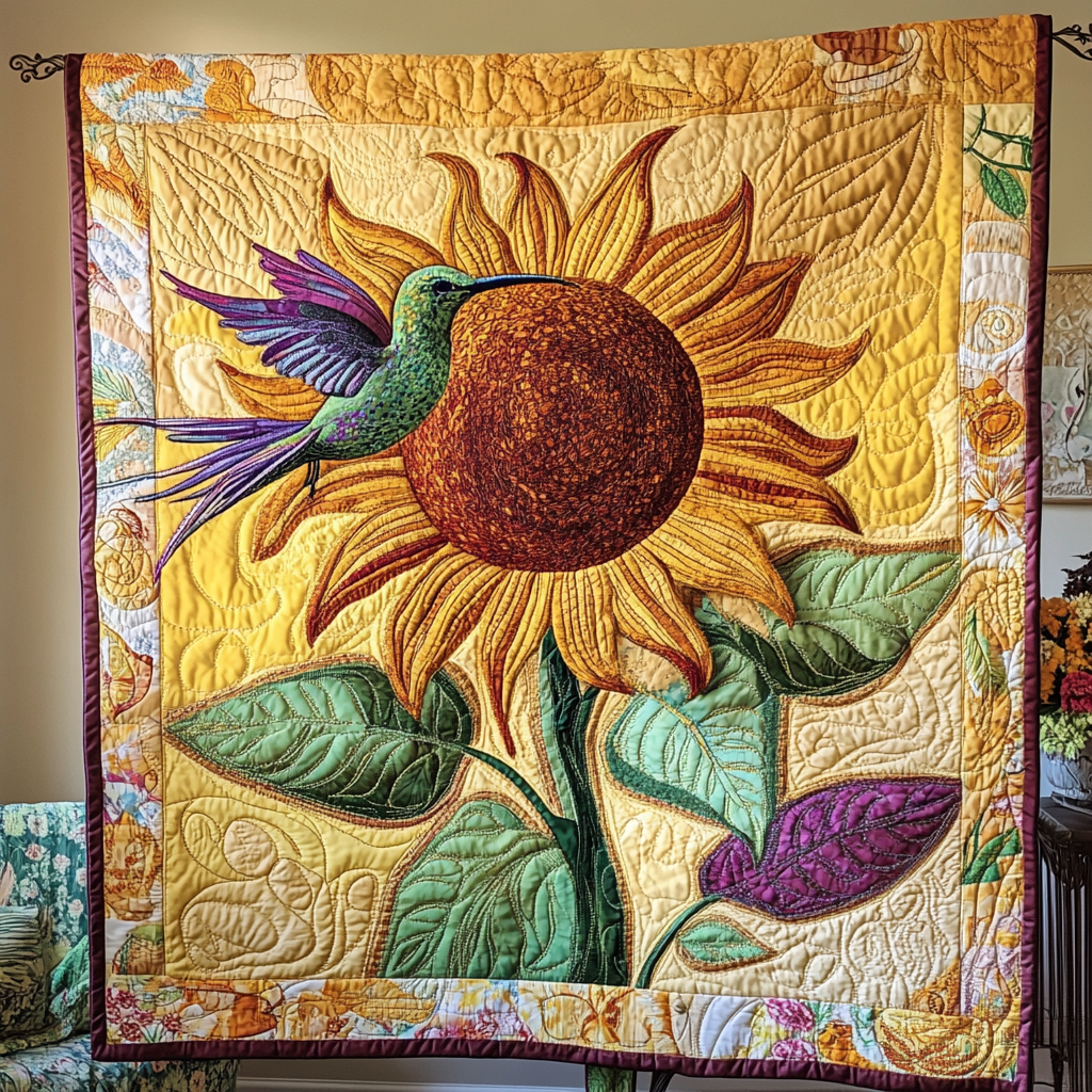 Rainbow Glider Quilted Blanket Cool Throw Blanket Hummingbird Gifts For Her