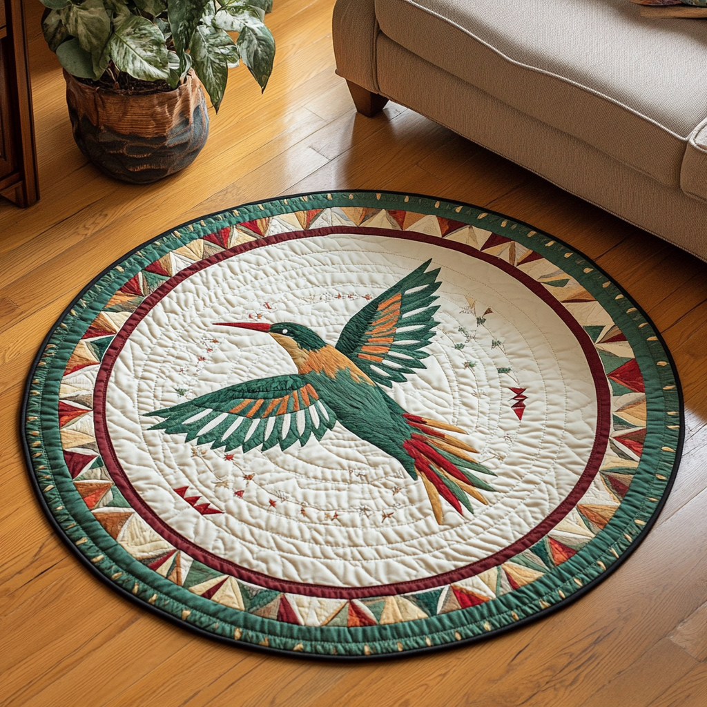 Rainbow Glider Quilted Round Mat Front Door Decor Christmas Presents For Relatives