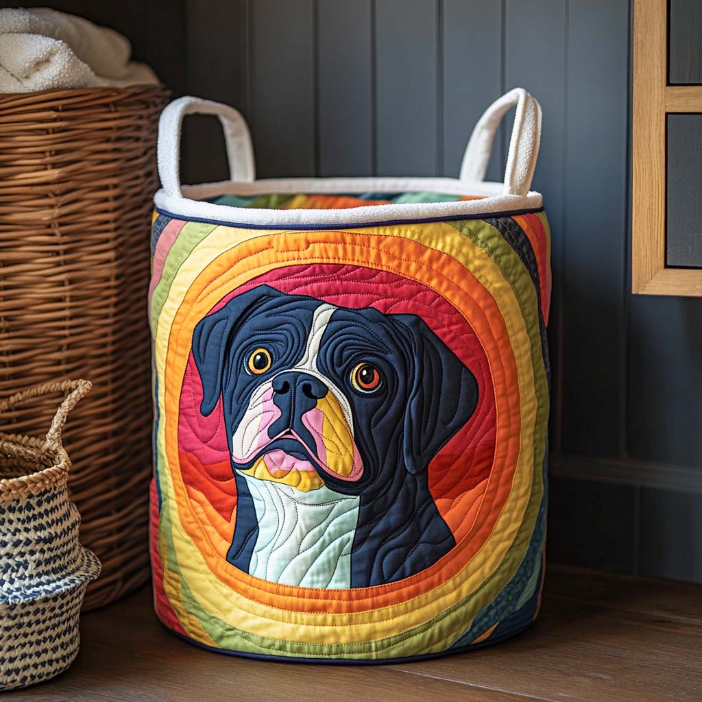 Rainbow Guardian Quilted Laundry Basket Unique Quilted Basket Gift for Holiday Season 2025