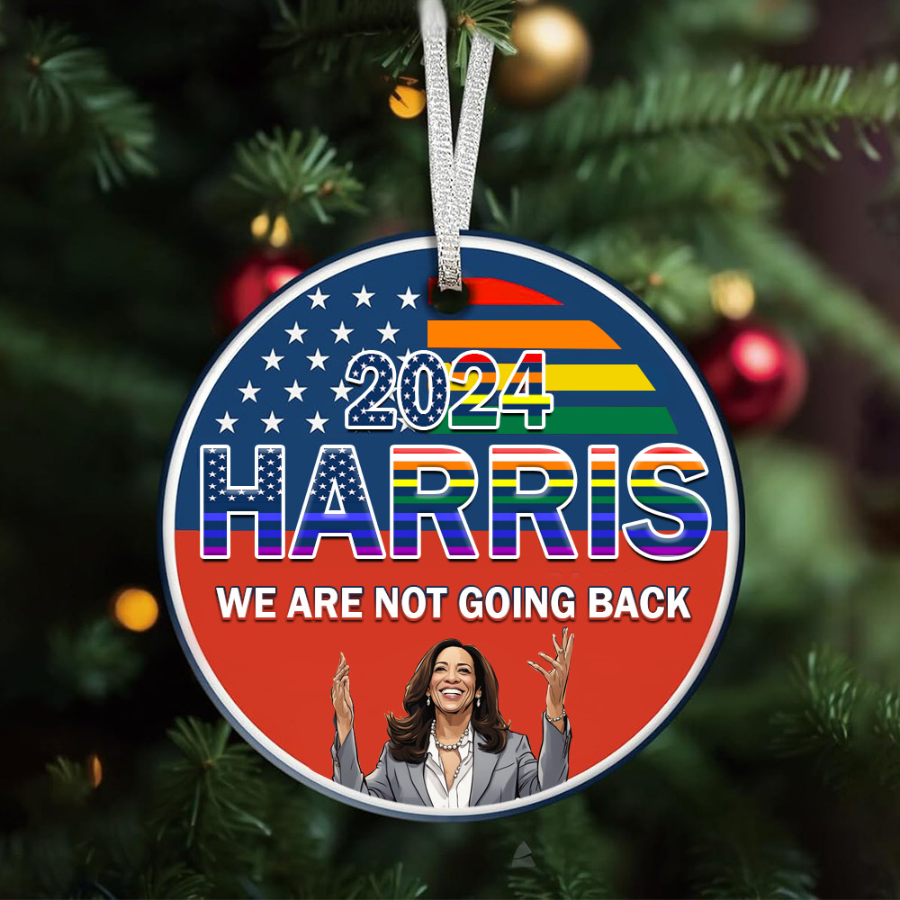 Rainbow Harris 2024 We Are Not Going Back Ornament Kamala Campaign Ornament For Christmas