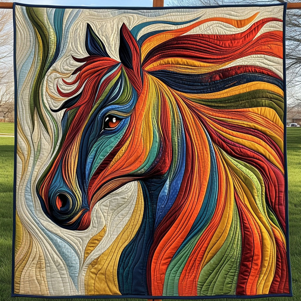 Rainbow Horse Quilted Blanket Xmas Holiday Gifts For Young Horse Riders