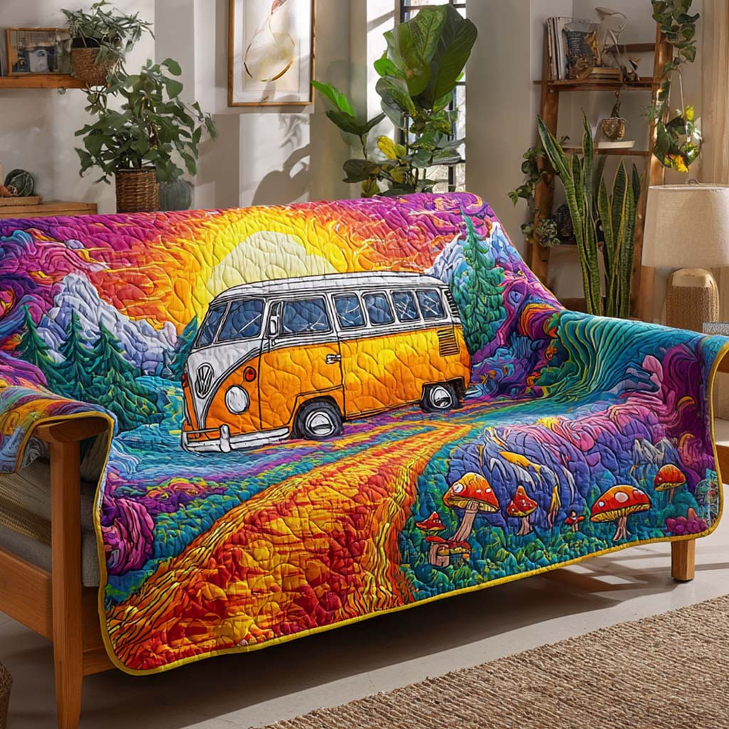 Rainbow Journey Quilted Sofa Cover Colorful Decor Gift for Kids
