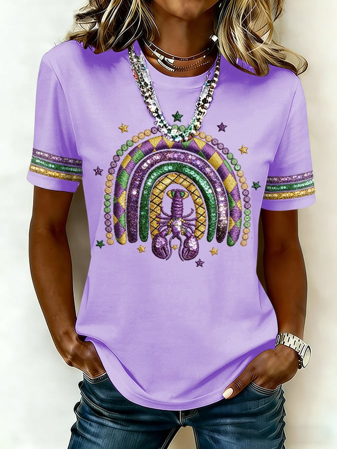 Rainbow Lobster Mardi Gras T-Shirt Mardi Gras Shirts For Ladies Holiday Apparel Gifts