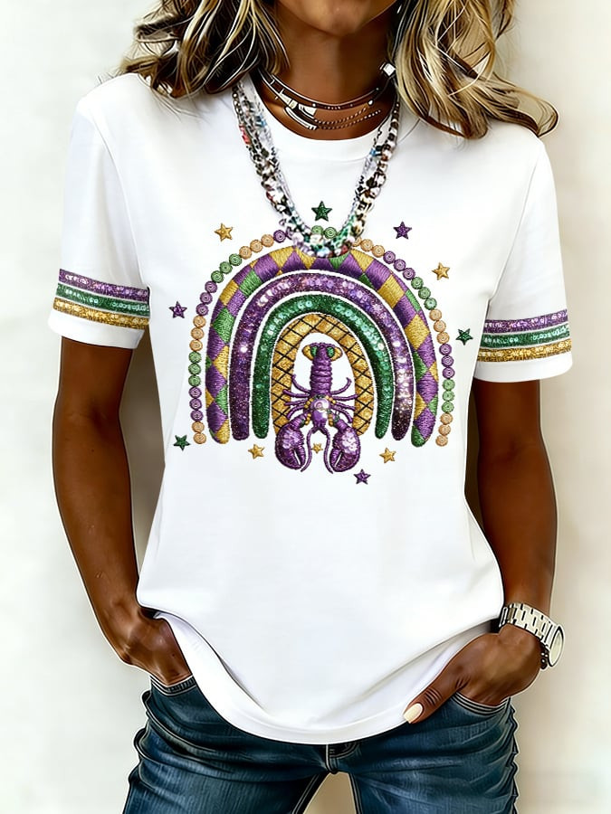 Rainbow Lobster Mardi Gras T-Shirt White Cute Mardi Gras Clothes Gifts Ideas For Her Rainbow Lobster Mardi Gras T-Shirt White Cute Mardi Gras Clothes Gifts Ideas For Her