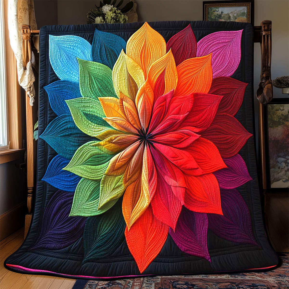 Rainbow Magical Patchwork Quilt Blanket King Size Blanket Christmas Gifts For Relatives