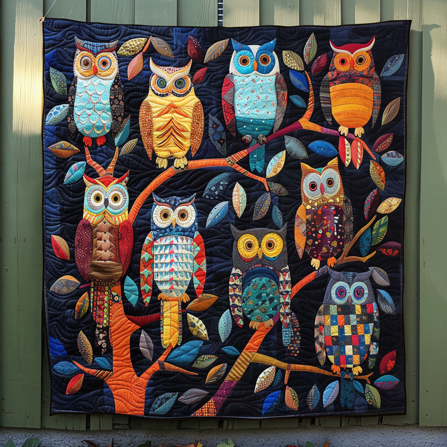 Rainbow Owls Quilted Blanket Gift For Owl Lover