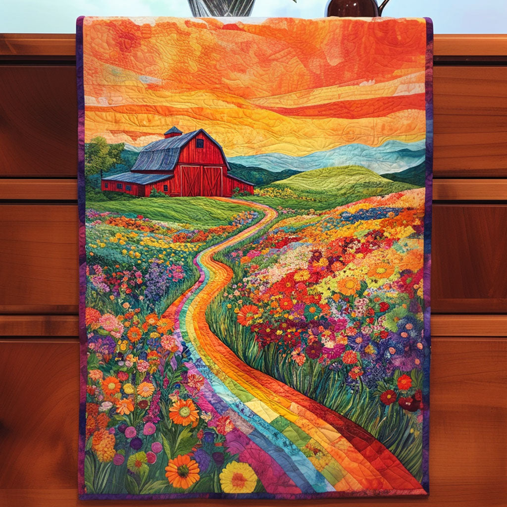 Rainbow Path to Barn Quilted Table Runner Rustic Table Runners Gifts For My Mother In Law