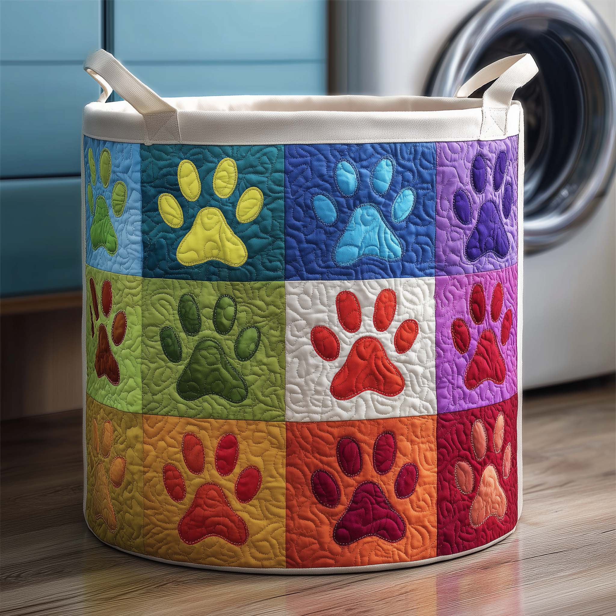 Rainbow Paws Quilted Laundry Basket Lovely Home Decor Gift Ideas For Pet Lovers