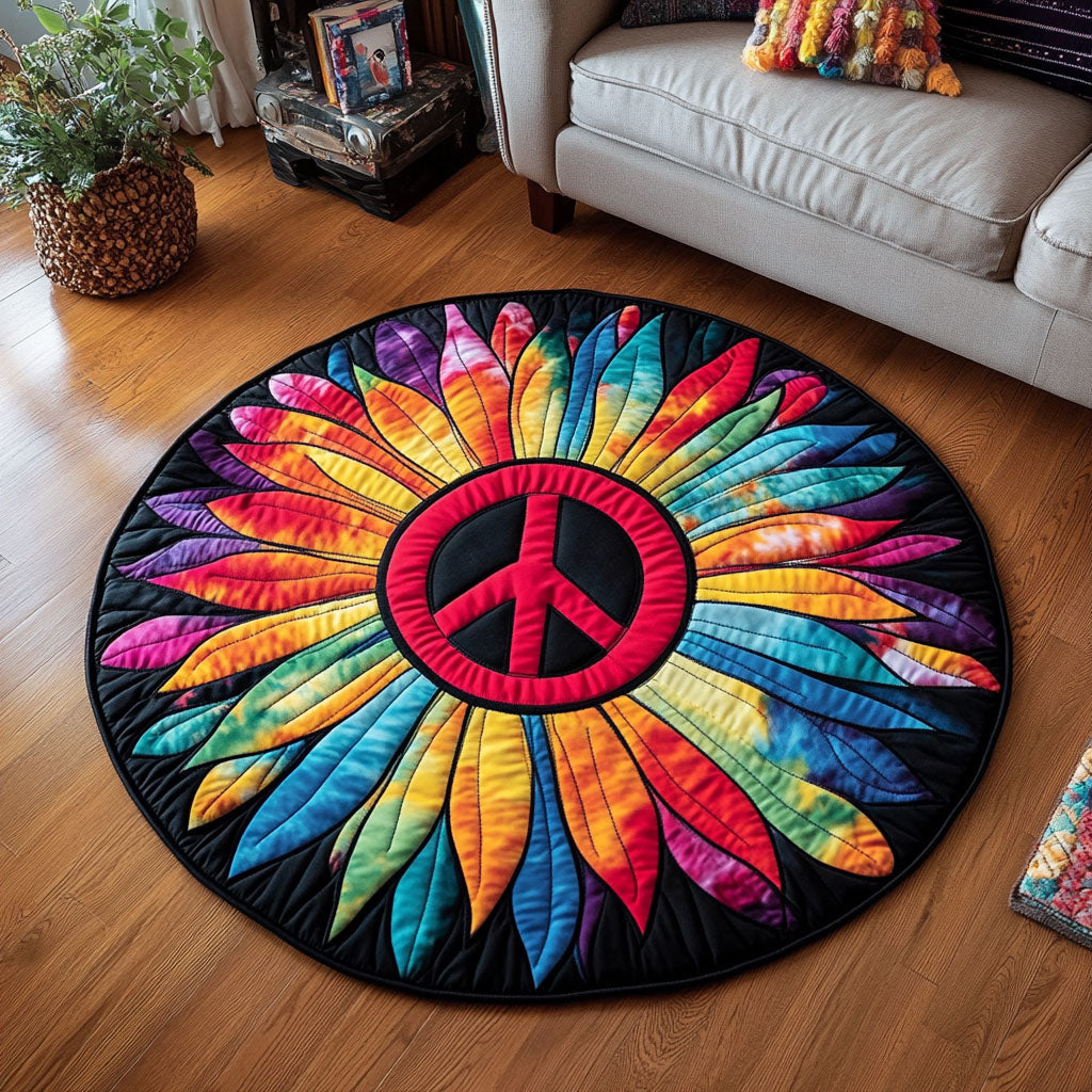 Rainbow Quilted Round Mat Unique Front Door Decor Family Xmas Gift Ideas