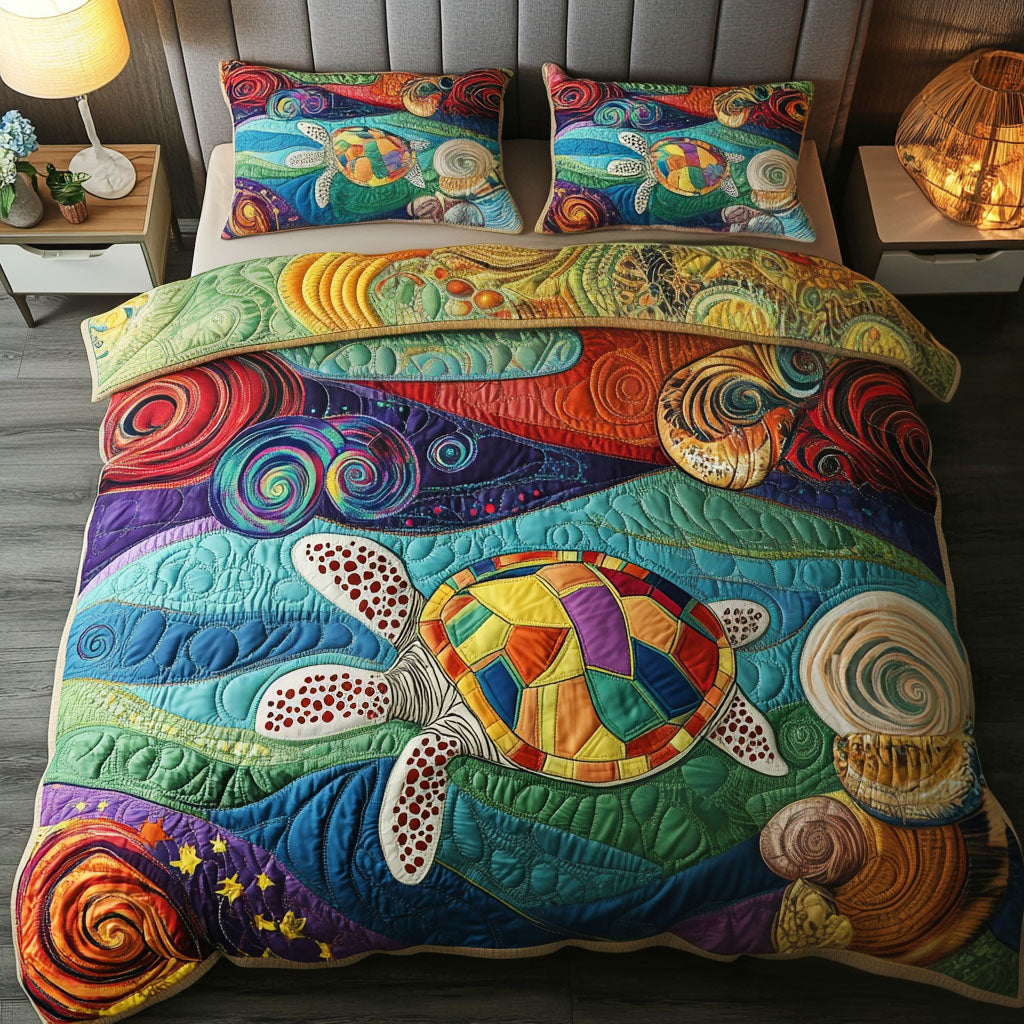 Rainbow Reef Quilted Bedding Set Bedspread Set Sea Turtle Merchandise