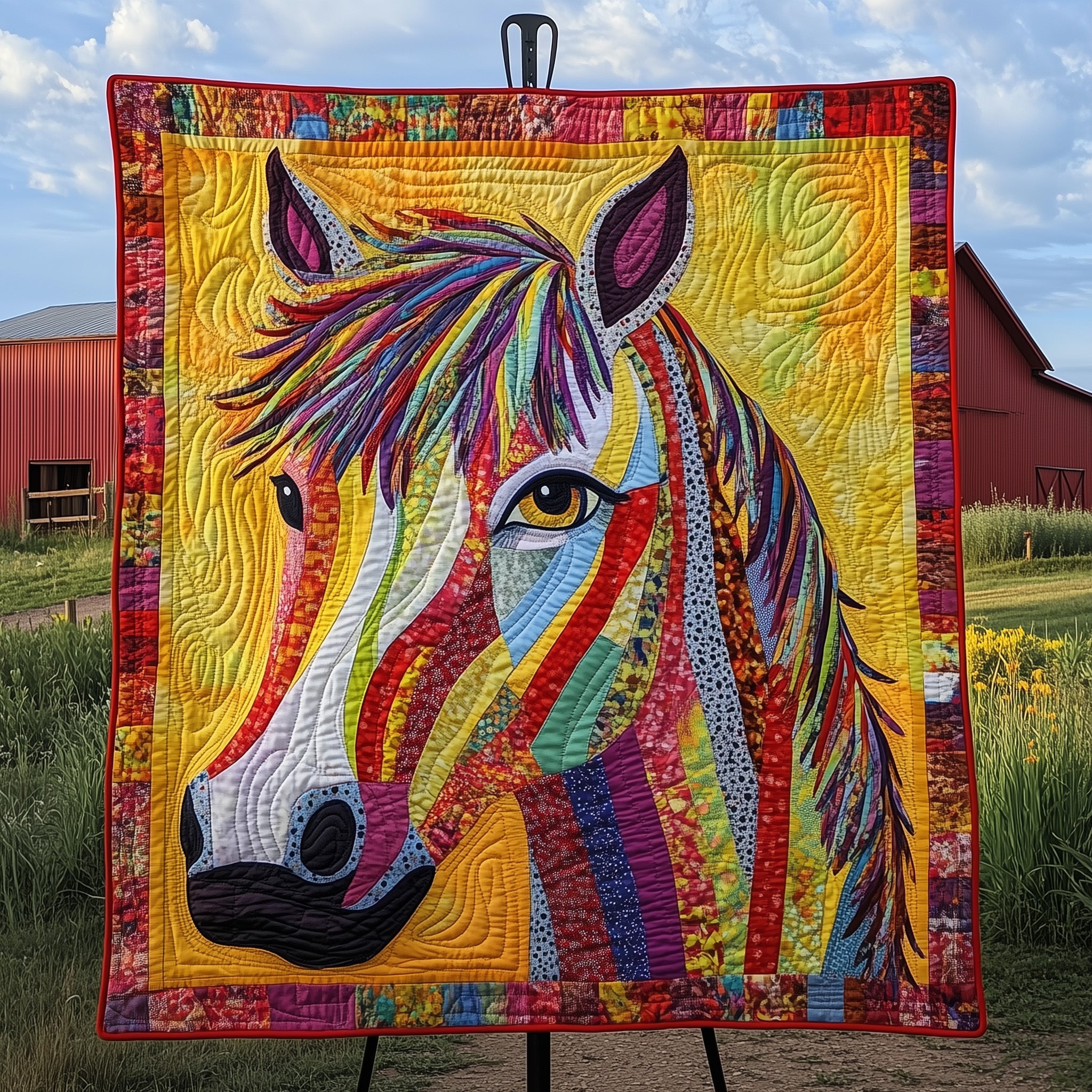 Rainbow Rider Quilted Blanket Cozy Quilted Blanket for Cold Season