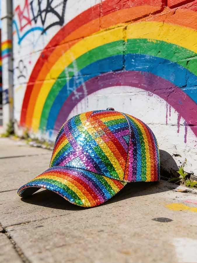 Rainbow Sequin Baseball Cap LGBT Pride Month Merch Gift For Supporters