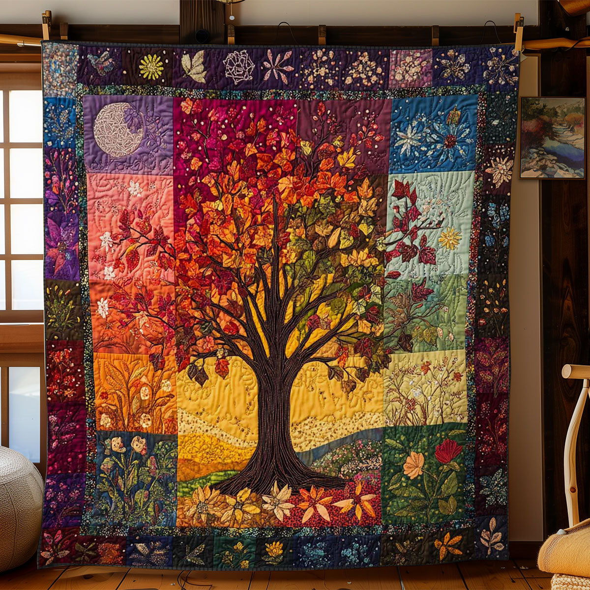 Rainbow Tree Of Life Quilt Beautiful Quilt Blanket Gift for Cozy Living