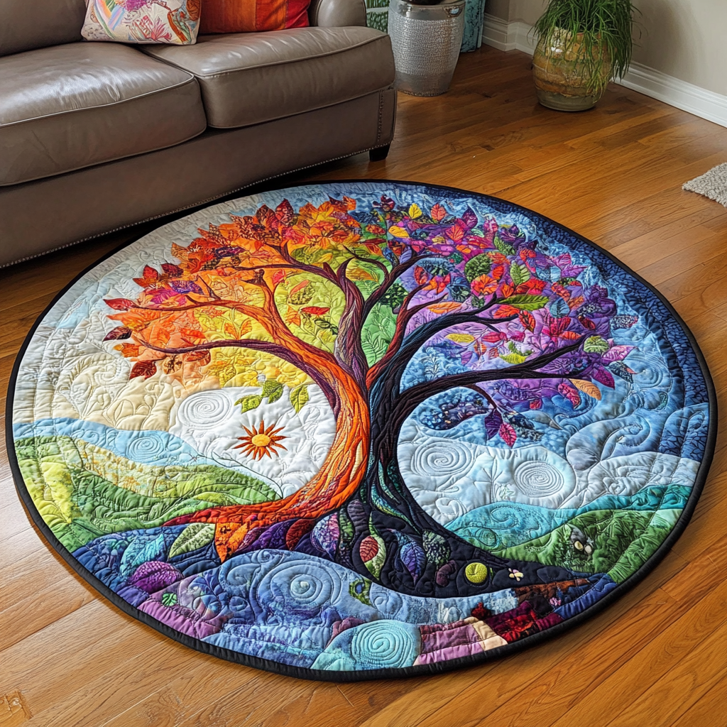 Rainbow Tree of Life Quilted Round Mat Entryway Christmas Decor Ideas Christmas Ideas For Brother And Sister In Law