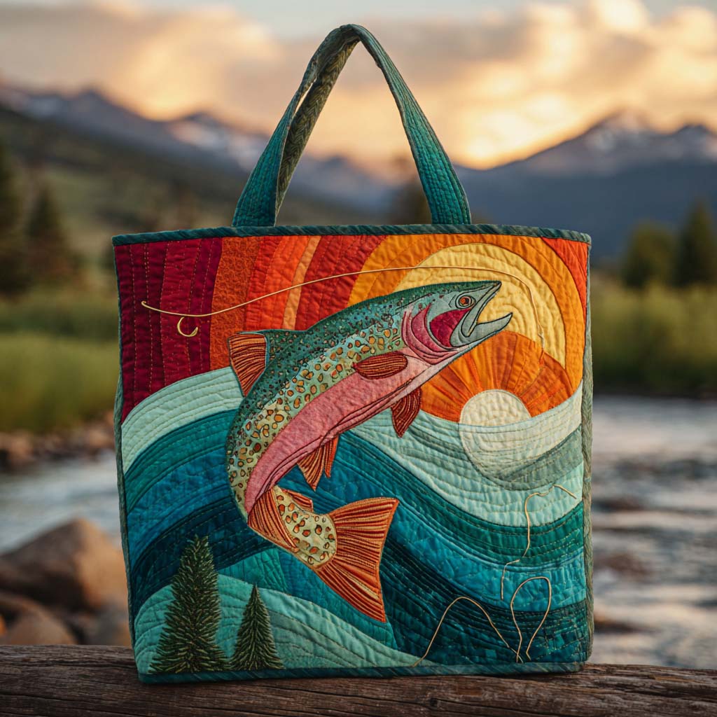 Rainbow Trout Quilted Tote Bag Koi Fish Merchandise
