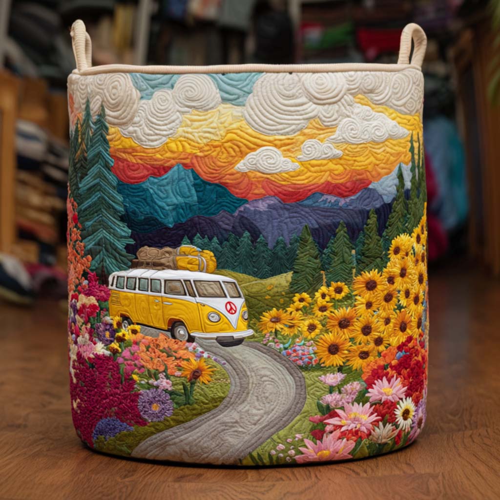 Rainbow Valley Quilted Laundry Basket Trendy Quilted Laundry Hamper Gift for Modern Living