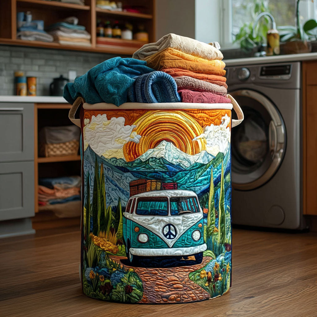 Rainbow Van Quilted Laundry Basket Luxury Quilted Laundry Bin Gift for Organized Living