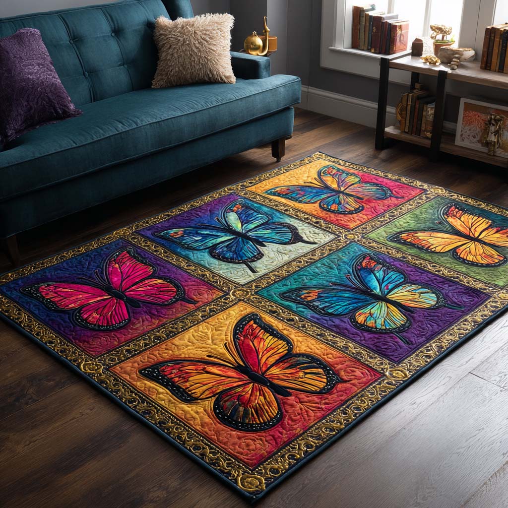 Rainbow Wings Area Rug Christmas Decor Gifts For Butterfly Lovers