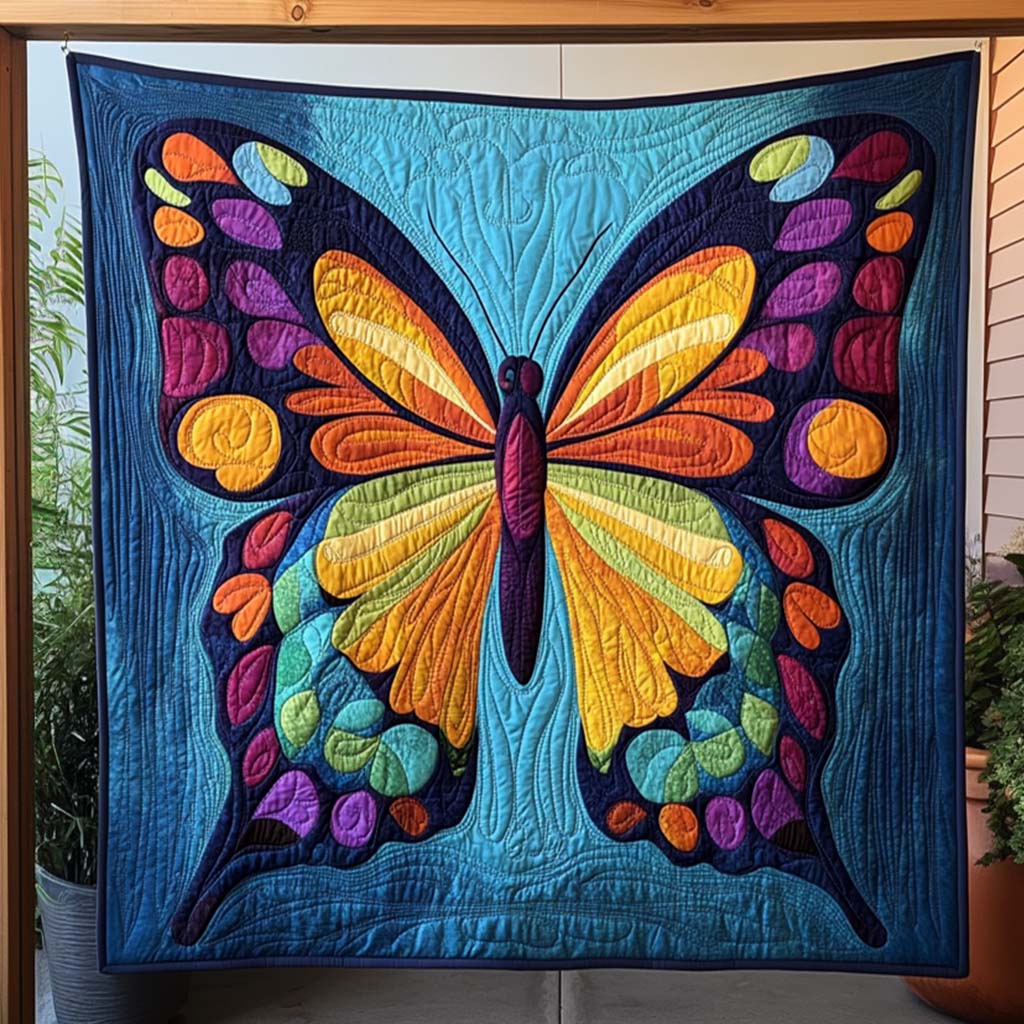 Rainbow Wings Quilted Blanket Birthday Gifts With Butterflies